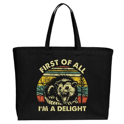 First Of All IM A Delight Sarcastic Angry Opossum Possum Cotton Canvas Jumbo Tote