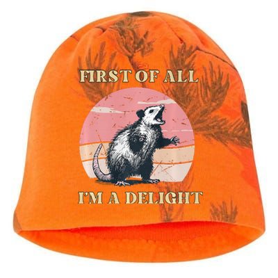 First Of All I’M A Delight Angry Possum Lovers Kati - Camo Knit Beanie