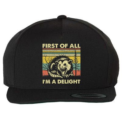 First Of All IM A Delight Sarcastic Angry Opossum Lover Wool Snapback Cap