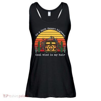 Funny On A Dark Desert Highway Retro 1 Ladies Essential Flowy Tank