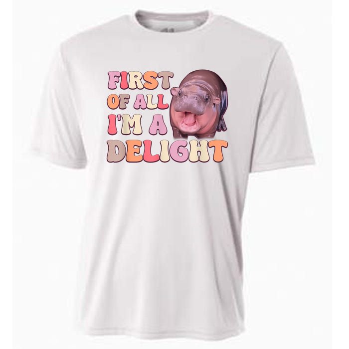 First Of All IM A Delight Moodeng Funny Meme Saying Cooling Performance Crew T-Shirt