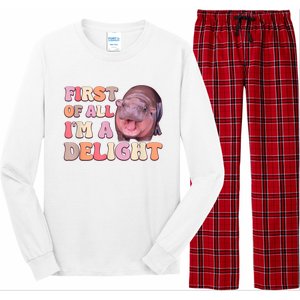 First Of All IM A Delight Moodeng Funny Meme Saying Long Sleeve Pajama Set