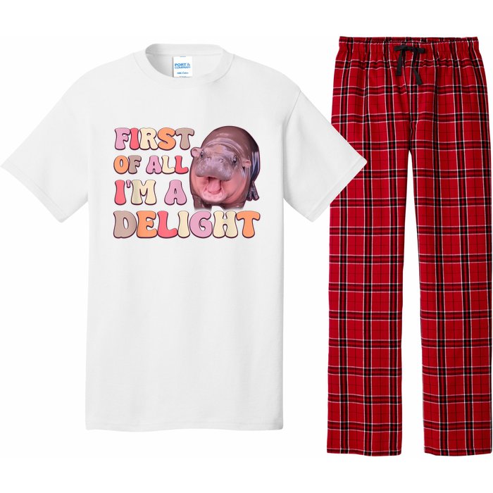 First Of All IM A Delight Moodeng Funny Meme Saying Pajama Set