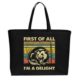 First Of All IM A Delight Sarcastic Angry Opossum Possum Cotton Canvas Jumbo Tote