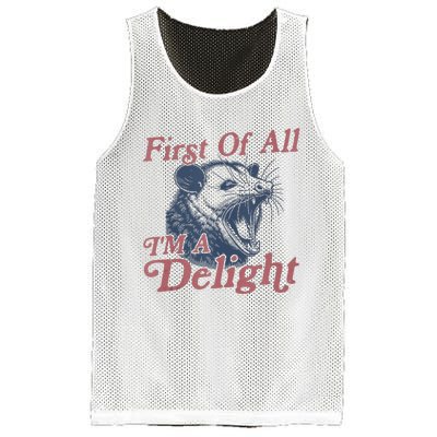 First Of All IM A Delight Funny Angry Opossum Possum Mesh Reversible Basketball Jersey Tank