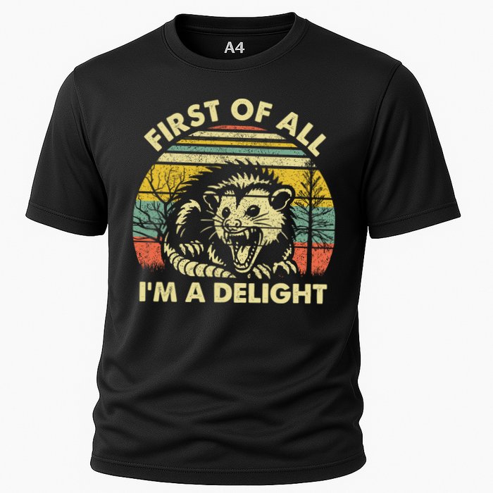 First Of All Im A Delight Sarcastic Angry Opossum Lover Performance Shirt