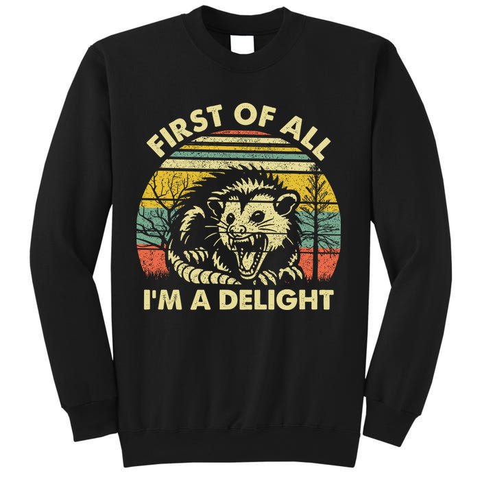 First Of All Im A Delight Sarcastic Angry Opossum Lover Sweatshirt