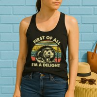 First Of All Im A Delight Sarcastic Angry Opossum Lover Womens Tank Top