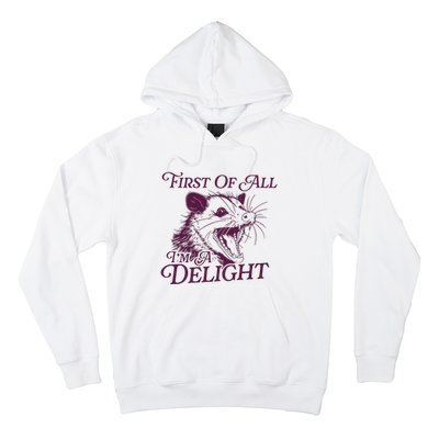 First Of All Im A Delight Sarcastic Angry Opossum Lover Hoodie