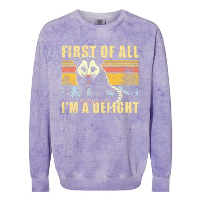 First Of All IM A Delight Opossum Possum Colorblast Crewneck Sweatshirt