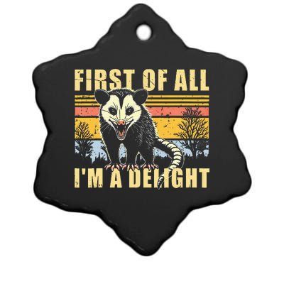 First Of All IM A Delight Opossum Possum Ceramic Star Ornament