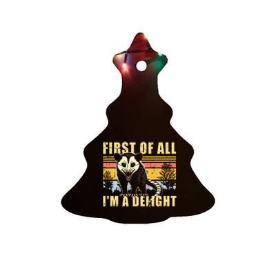 First Of All IM A Delight Opossum Possum Ceramic Tree Ornament