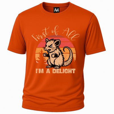 First Of All IM A Delight Sarcastic Angry Opossum Possum Gift Cooling Performance Crew T-Shirt