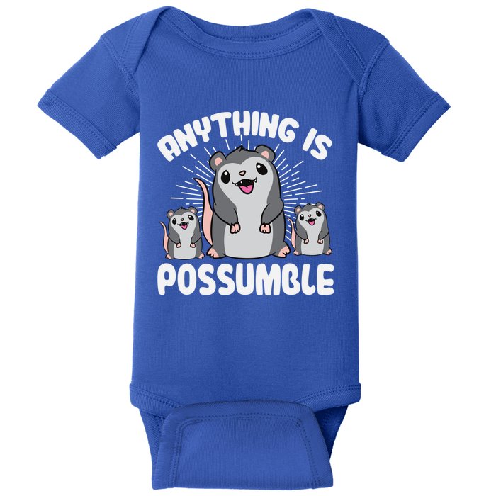 Funny Opossum Anything Is Possumble Cute Possum Family Gift Baby Bodysuit