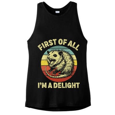 First Of All IM A Delight Women Funny Possum Opossum Ladies PosiCharge Tri-Blend Wicking Tank