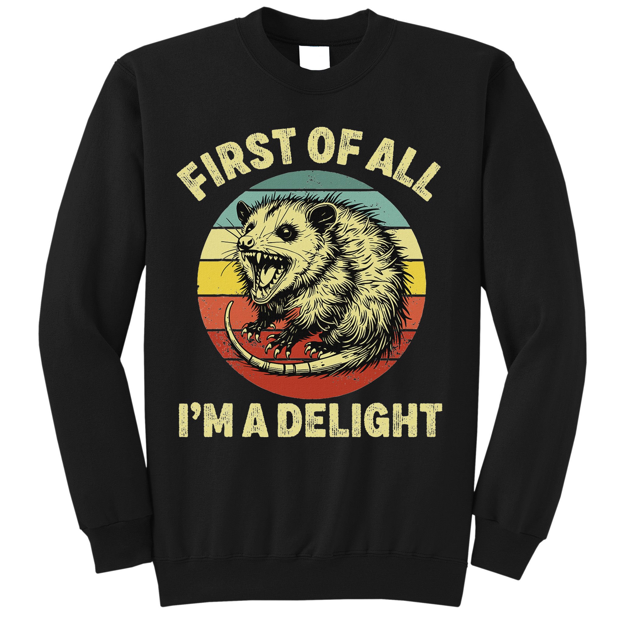 First Of All IM A Delight Women Funny Possum Opossum Sweatshirt