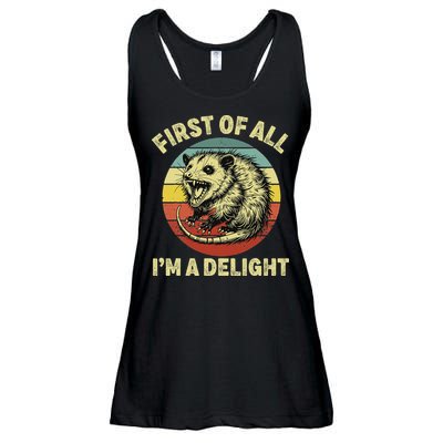 First Of All IM A Delight Women Funny Possum Opossum Ladies Essential Flowy Tank