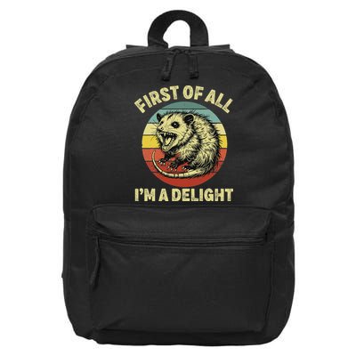 First Of All IM A Delight Women Funny Possum Opossum 16 in Basic Backpack