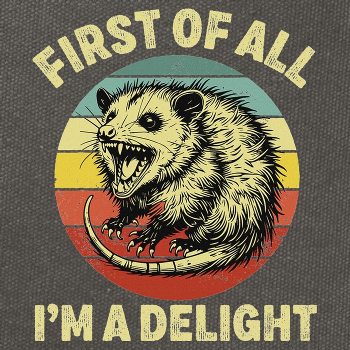 First Of All IM A Delight Women Funny Possum Opossum Cotton Canvas Backpack