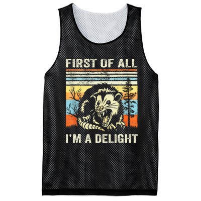 First Of All IM A Delight Sarcastic Angry Opossum Lover Mesh Reversible Basketball Jersey Tank