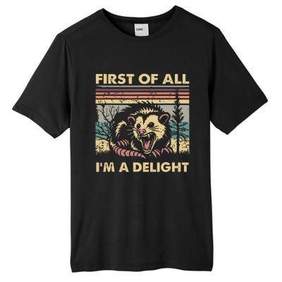 First Of All Im A Delight Vintage Angry Opossum Possum Tall Fusion ChromaSoft Performance T-Shirt