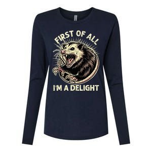 First Of All IM A Delight Sarcastic Possum Angry Opossum Womens Cotton Relaxed Long Sleeve T-Shirt