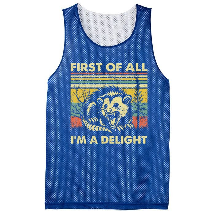 First Of All IM A Delight Sarcastic Angry Opossum Possum Mesh Reversible Basketball Jersey Tank