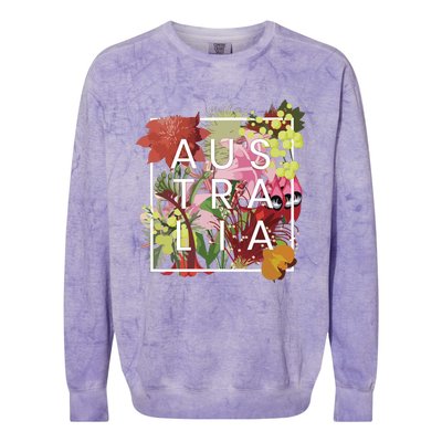 Flowers Of Australia Word Art Australian Pride Colorblast Crewneck Sweatshirt