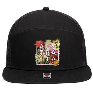 Flowers Of Australia Word Art Australian Pride 7 Panel Mesh Trucker Snapback Hat