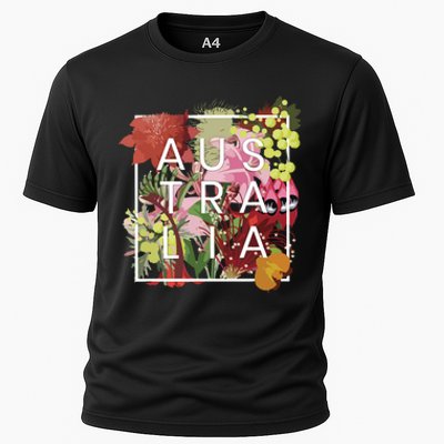 Flowers Of Australia Word Art Australian Pride Cooling Performance Crew T-Shirt