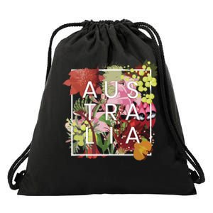 Flowers Of Australia Word Art Australian Pride Drawstring Bag