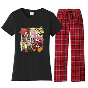 Flowers Of Australia Word Art Australian Pride Women's Flannel Pajama Set