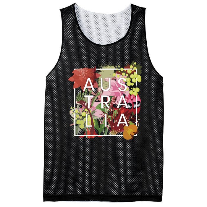 Flowers Of Australia Word Art Australian Pride Mesh Reversible Basketball Jersey Tank