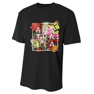 Flowers Of Australia Word Art Australian Pride Performance Sprint T-Shirt