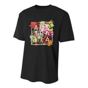 Flowers Of Australia Word Art Australian Pride Youth Performance Sprint T-Shirt