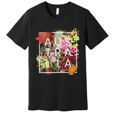 Flowers Of Australia Word Art Australian Pride Premium T-Shirt