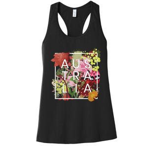 Flowers Of Australia Word Art Australian Pride Women's Racerback Tank