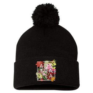 Flowers Of Australia Word Art Australian Pride Pom Pom 12in Knit Beanie