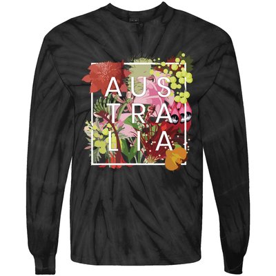 Flowers Of Australia Word Art Australian Pride Tie-Dye Long Sleeve Shirt