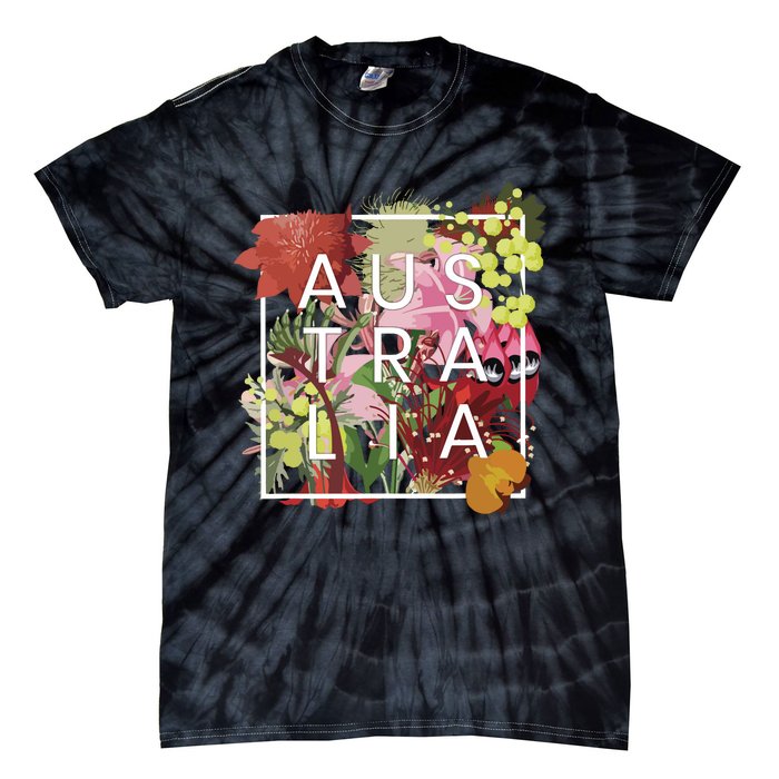 Flowers Of Australia Word Art Australian Pride Tie-Dye T-Shirt