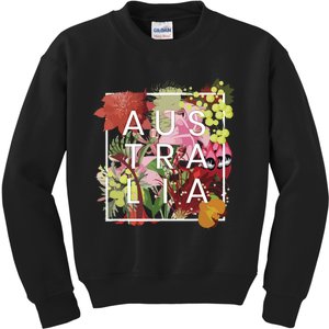 Flowers Of Australia Word Art Australian Pride Kids Sweatshirt