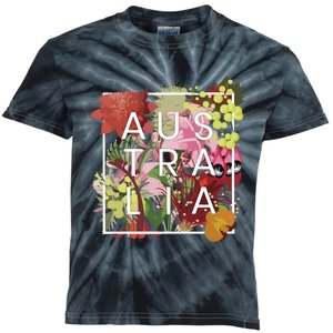 Flowers Of Australia Word Art Australian Pride Kids Tie-Dye T-Shirt