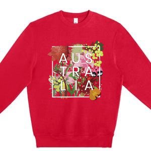 Flowers Of Australia Word Art Australian Pride Premium Crewneck Sweatshirt