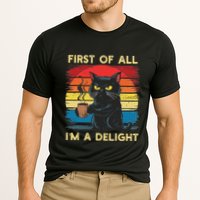 First Of All IM A Delight Sarcastic Angry Cat Coffee Retro Performance Shirt