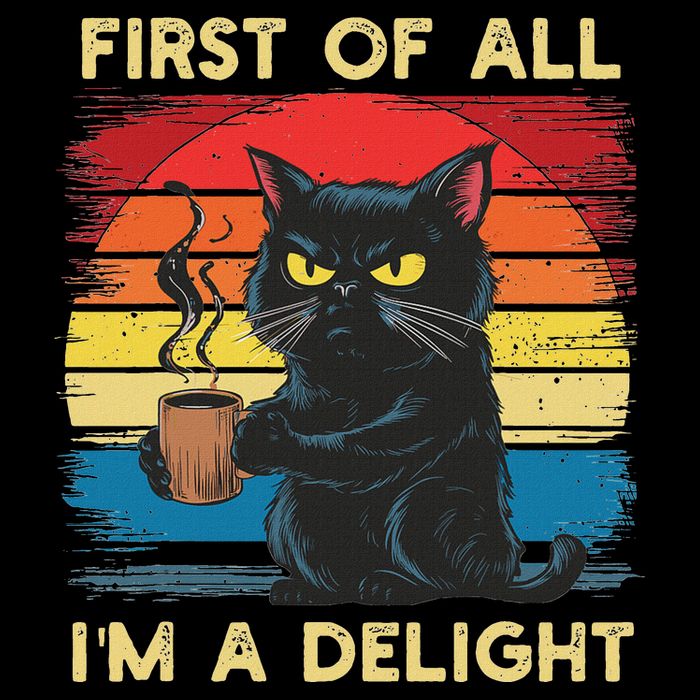 First Of All IM A Delight Sarcastic Angry Cat Coffee Retro Drawstring Bag