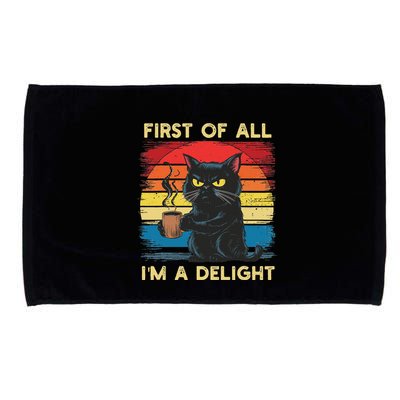 First Of All IM A Delight Sarcastic Angry Cat Coffee Retro Microfiber Hand Towel