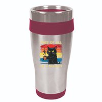 First Of All IM A Delight Sarcastic Angry Cat Coffee Retro 16oz Travel Tumbler