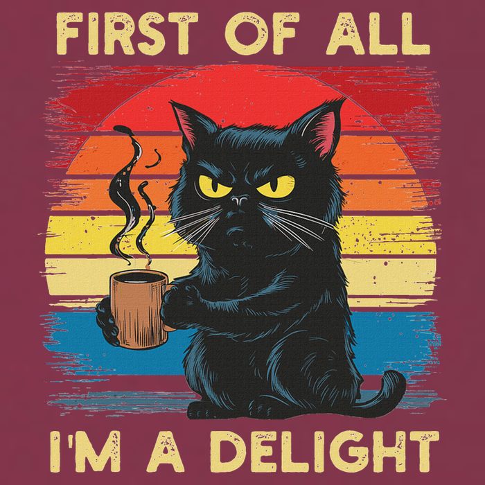 First Of All IM A Delight Sarcastic Angry Cat Coffee Retro 16oz Travel Tumbler