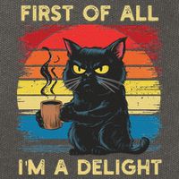 First Of All IM A Delight Sarcastic Angry Cat Coffee Retro Cotton Canvas Backpack