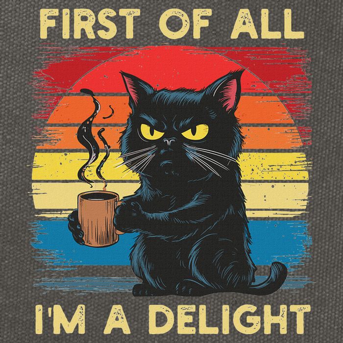 First Of All IM A Delight Sarcastic Angry Cat Coffee Retro Cotton Canvas Backpack